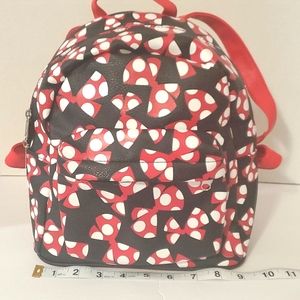 Authentic Official Disney Parks Minnie Mouse Polka Dot Bow Backpack EUC